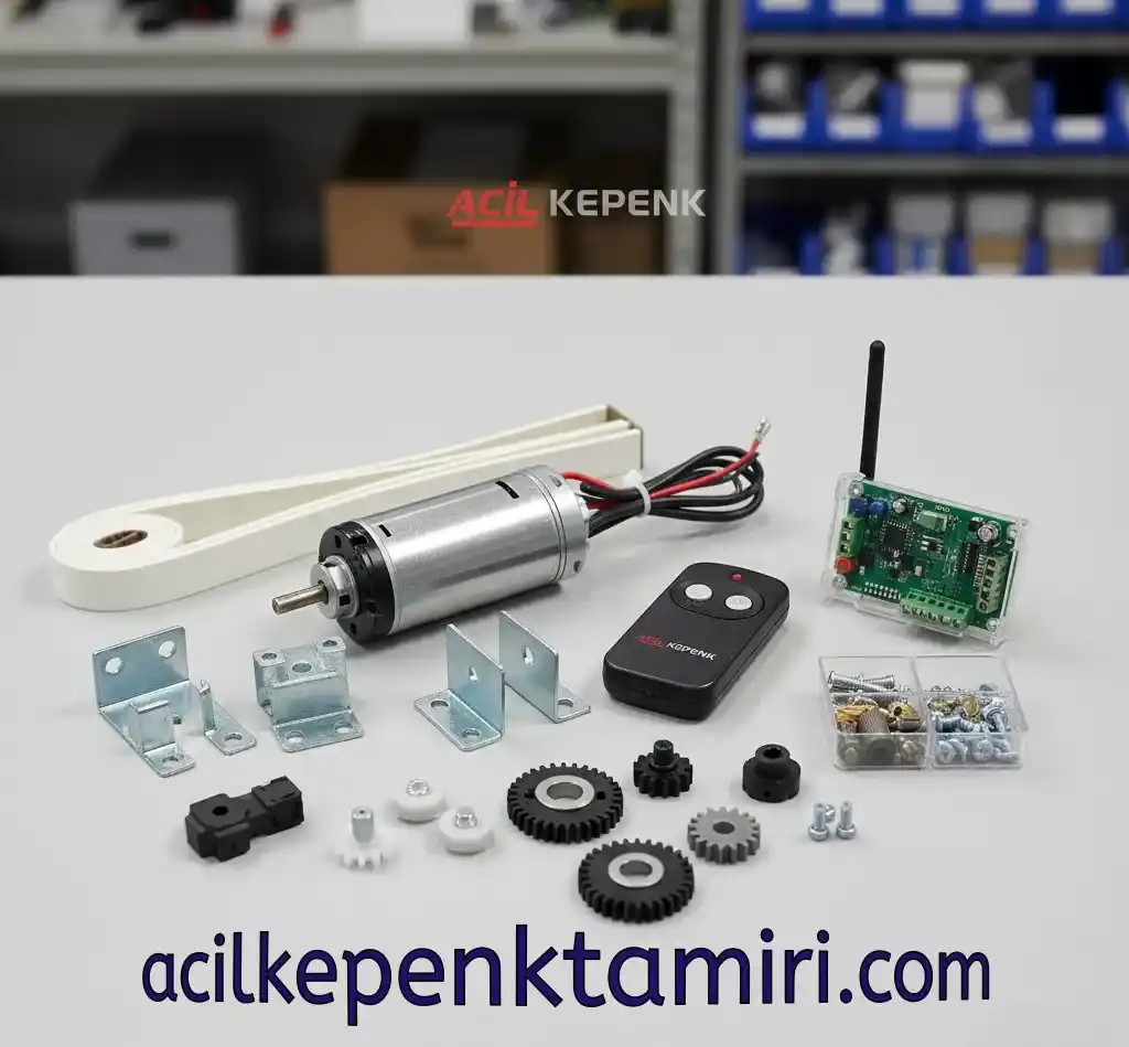 Otomatik kepenk motoru, kumanda, alıcı kart ve yedek parçalar