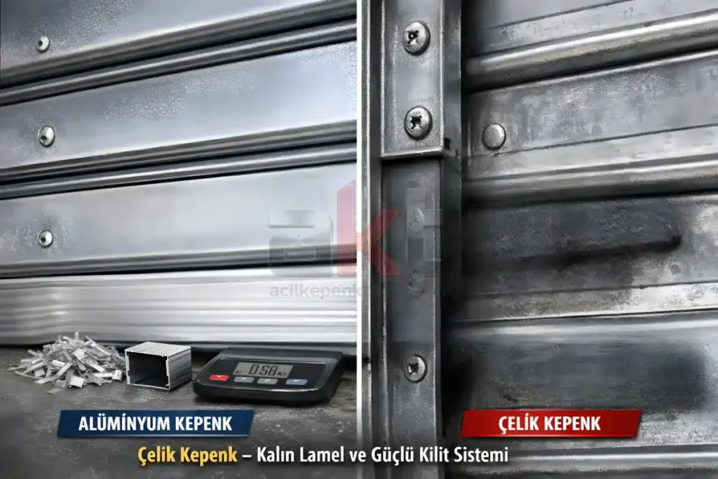 Çelik Kepenk – Kalın Lamel ve Güçlü Kilit Sistemi